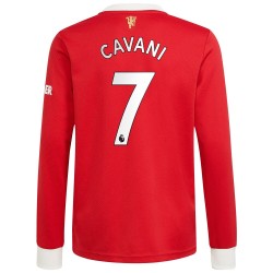 Camisola Manchester United Edinson Cavani 7 Equipamento Primeiro 2021-2022 Manga Comprida